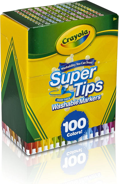 Crayola Super Tips Marker Set (100ct), Fine Point Washable Markers, Teacher Must Haves, Back to School Supplies for Kids & Adults, Art Supplies, Ages 3+