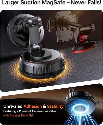 Miracase for MagSafe Car Mount[3800gf Strong Magnet & 90+LBS Suction Base]Magnetic Phone Holders for Your Car, 360° Adjustable Dashboard &Windshield Mount with Adhesive Suction Cup for All Smartphones
