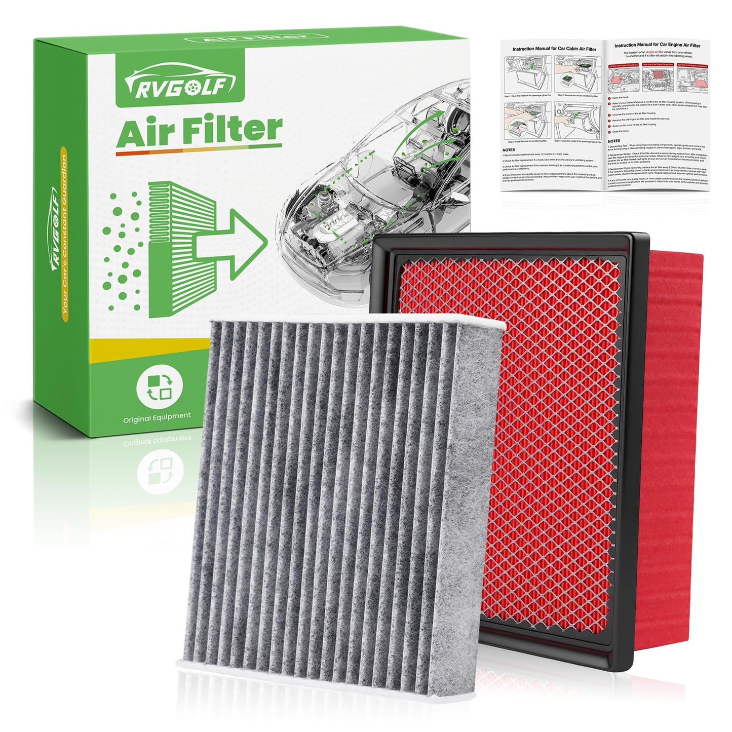 Engine+Cabin Air Filter Fit for 2014-2020 Rogue, 2017-2022 Rogue Sport