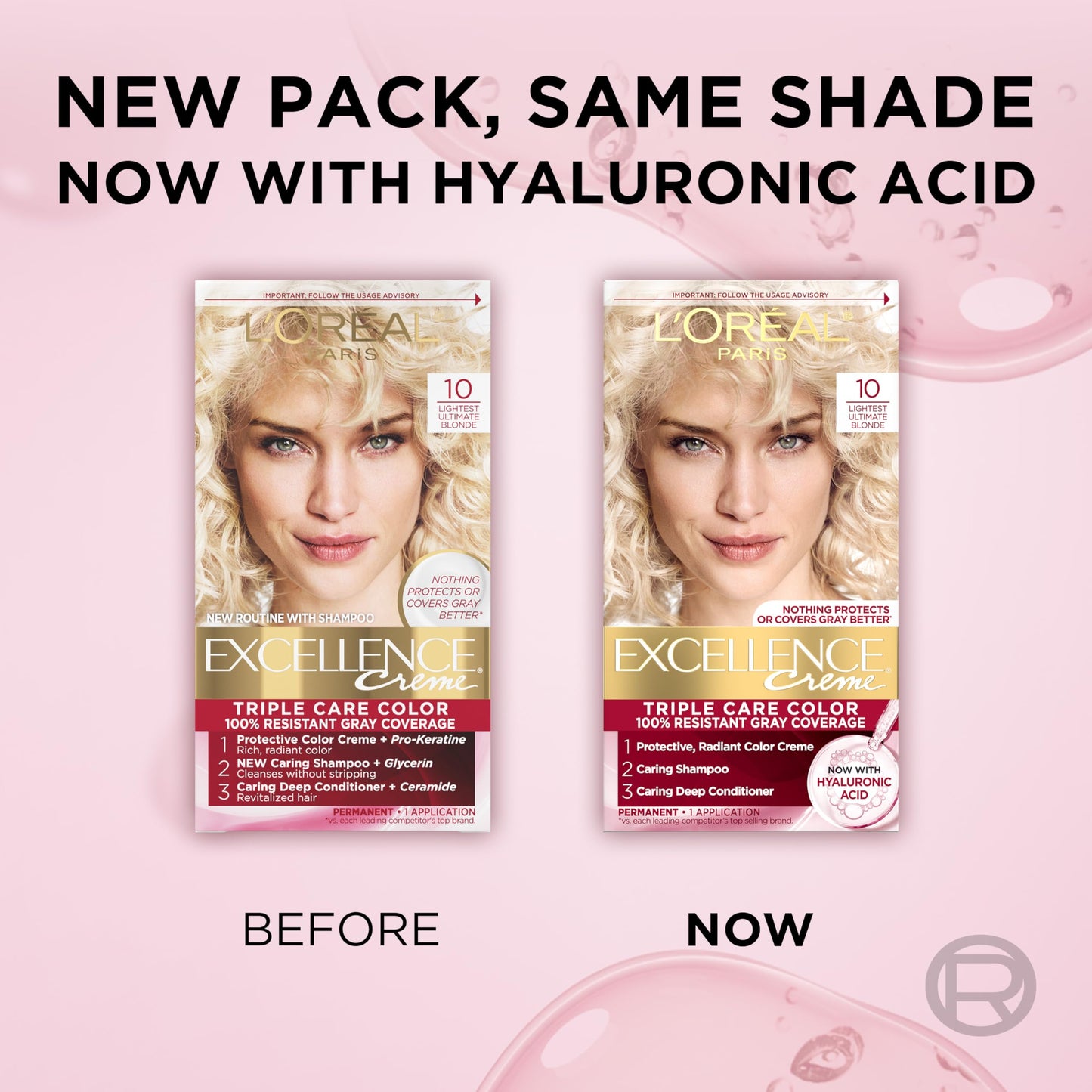 L'Oreal Paris Excellence Crème Permanent Hair Dye, Triple Care Hair Color with Hyaluronic Acid for 100% Gray Coverage, 4 Dark Brown, 1 Kit (Packaging May Vary)