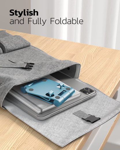 Nulaxy Full Aluminum Dual Folding Cell Phone Stand for Desk, Black