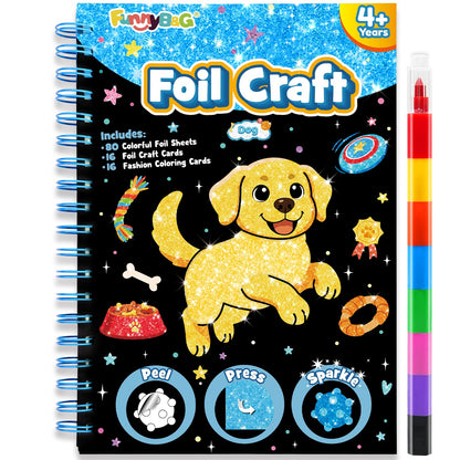 FUNNYB&G Foil Art Craft Kit for Kids, Sparkly Birthday Gift Toy for Boys