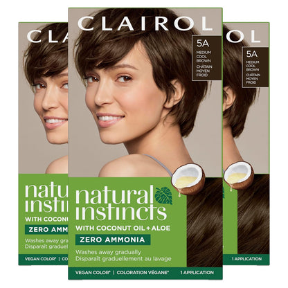 Clairol Natural Instincts Demi-Permanent Hair Dye, 4 Dark Brown | 1 Pack