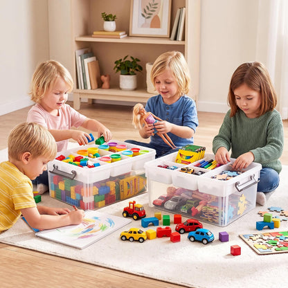 Citylife 6Qt 4Packs Clear Craft Organizers and Storage BOX, Sensory Bins