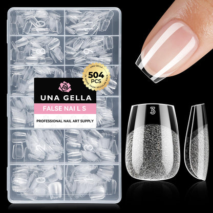 UNA GELLA 504Pcs Medium Pointed Almond Nail Tips, X-Soft Almond Gel Nails