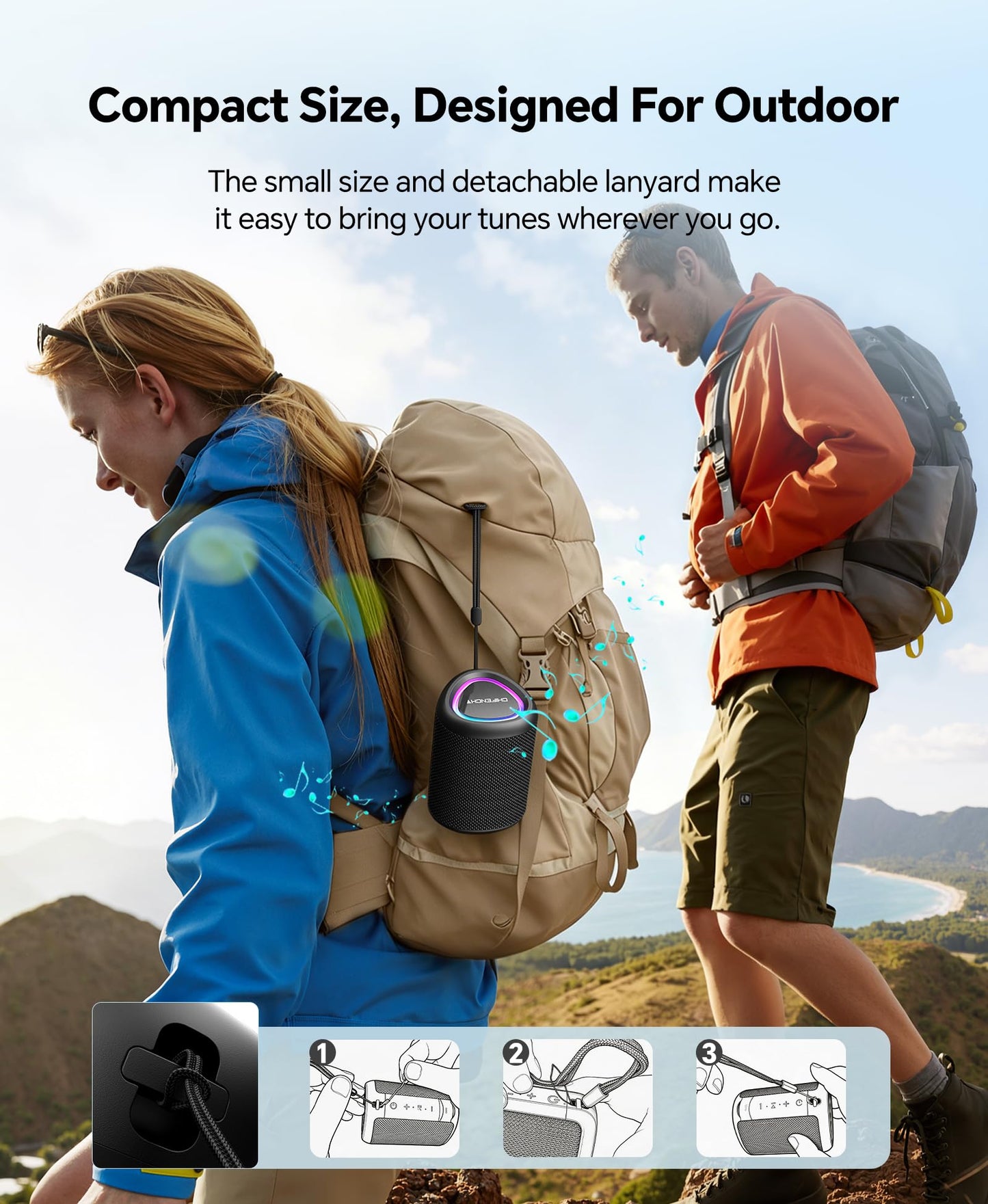 Portable Bluetooth Speaker Beach Essentials: IPX5 Waterproof for Outdoor