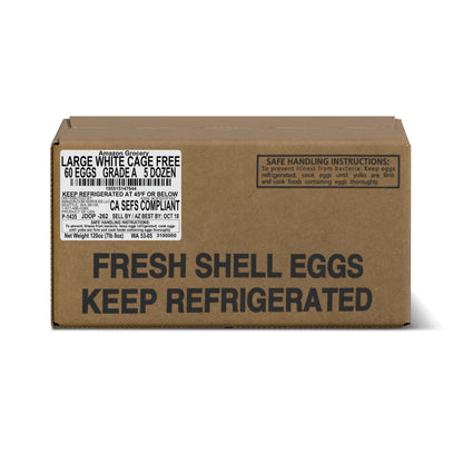 Amazon Grocery, Cage Free Large White Eggs, Grade A, 18 Ct