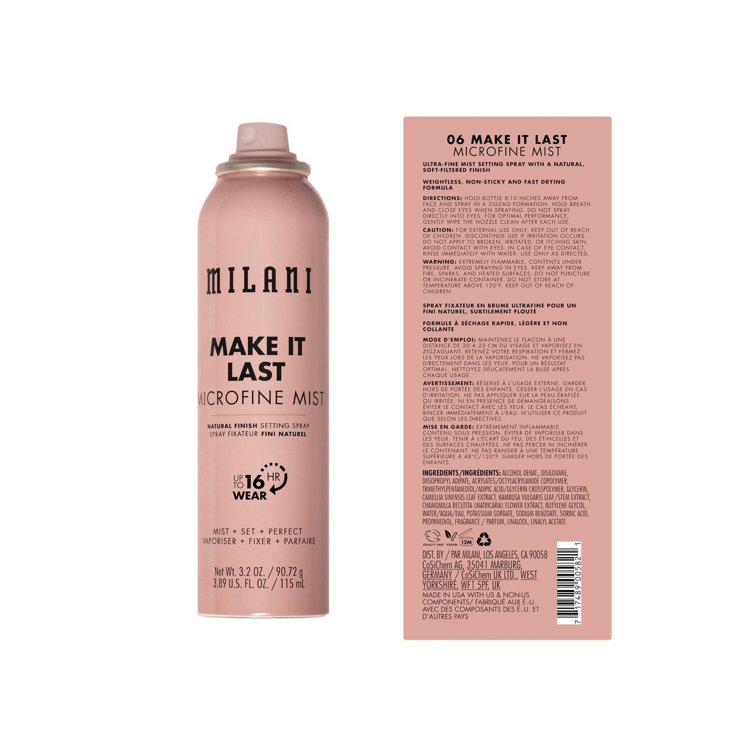 Milani Setting Spray + Primer, Make It Last Original Natural Finish