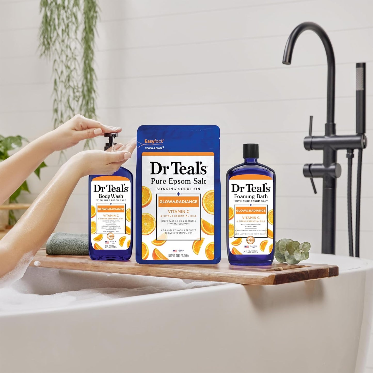 Dr Teal's Body Wash with Pure Epsom Salt, Relax & Relief with Eucalyptus & Spearmint, 24 fl oz (Pack of 2)