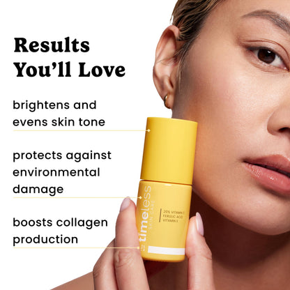 Timeless 20% Vitamin C + E Ferulic Acid Serum, Antioxidant, 4 fl oz