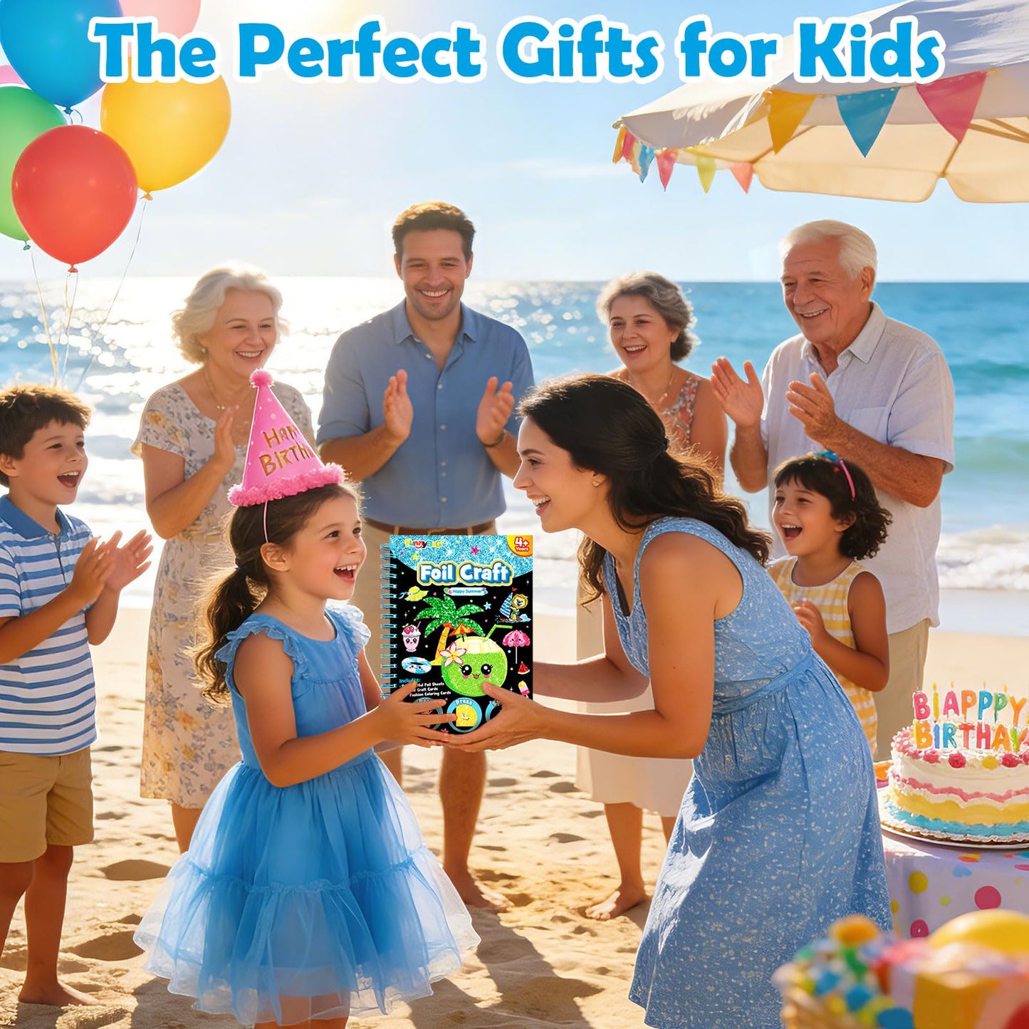 FUNNYB&G Foil Art Craft Kit for Kids, Sparkly Birthday Gift Toy for Boys