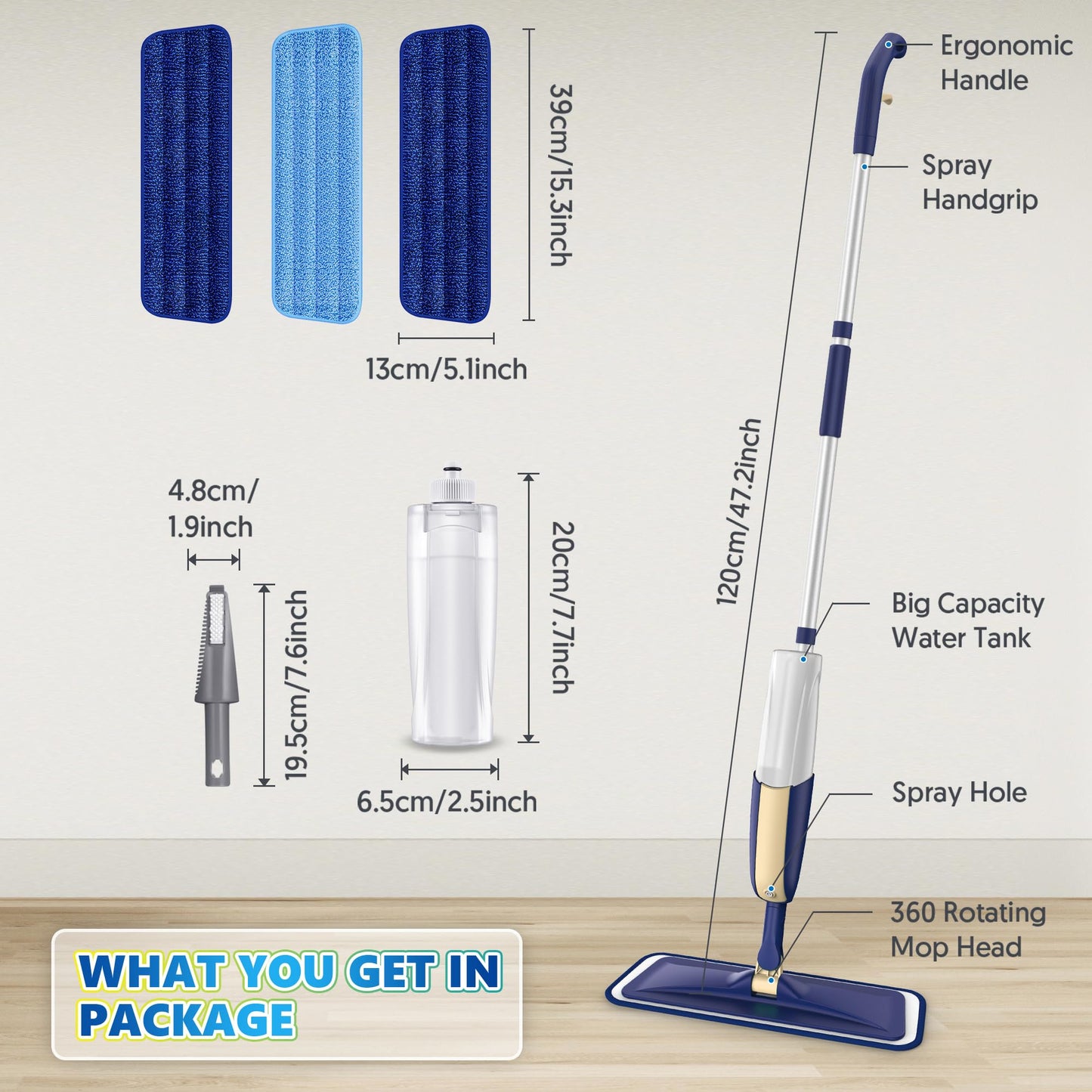 Spray Wet Mops for Floor Cleaning: Hardwood Floor Mop Refillable Dust Mop