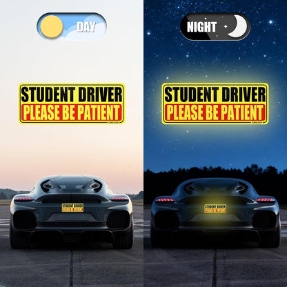 SINGARO Student Driver Magnet for Car - Please Be Patient, 3Pcs Magnetic Reflective Novice Sticker, New Driver Decal, Removable Exterior Car Accessories