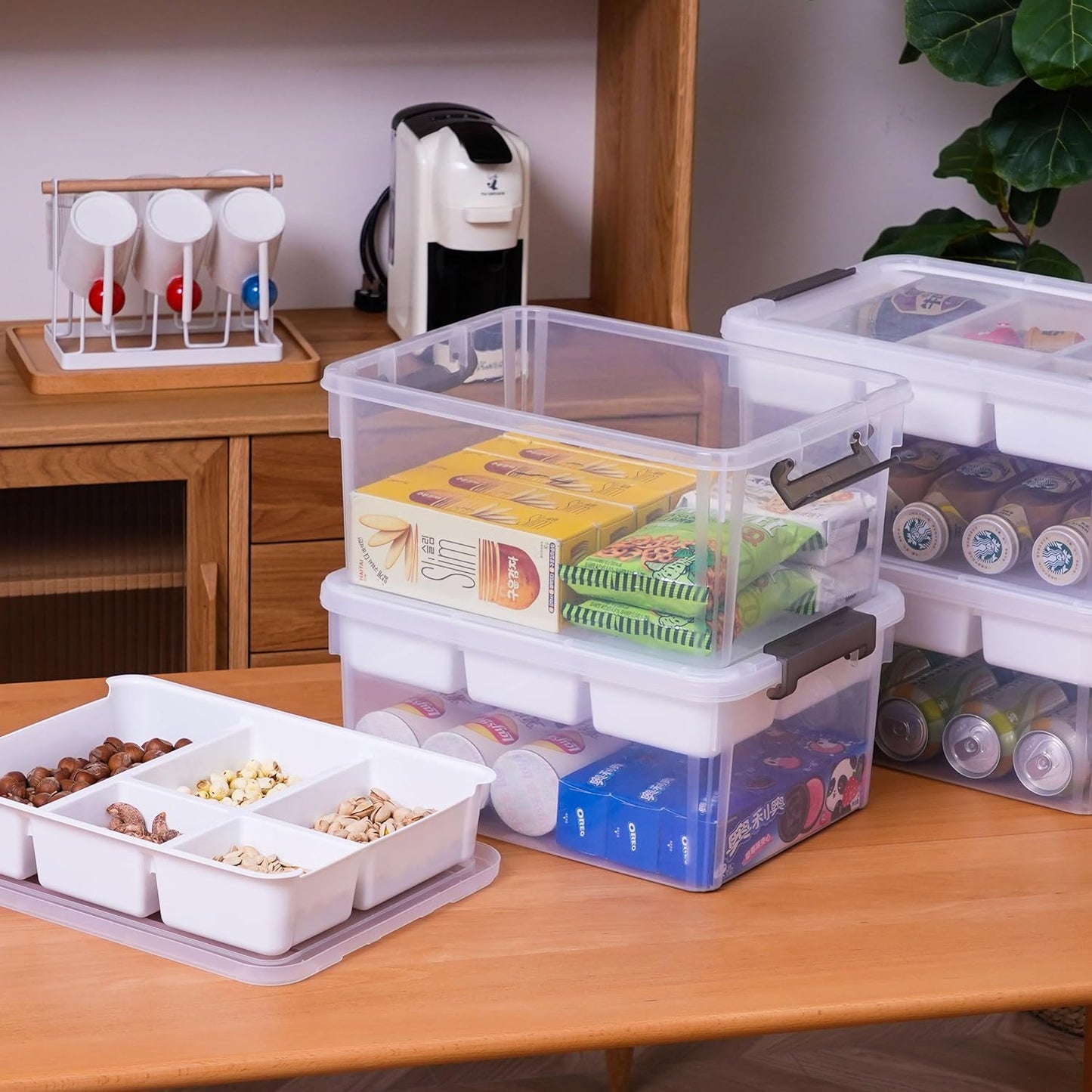 Citylife 6Qt 4Packs Clear Craft Organizers and Storage BOX, Sensory Bins
