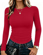 Zeagoo Women Long Sleeve Shirts Slim Fit Going Out Tops Crewneck Basic Tee