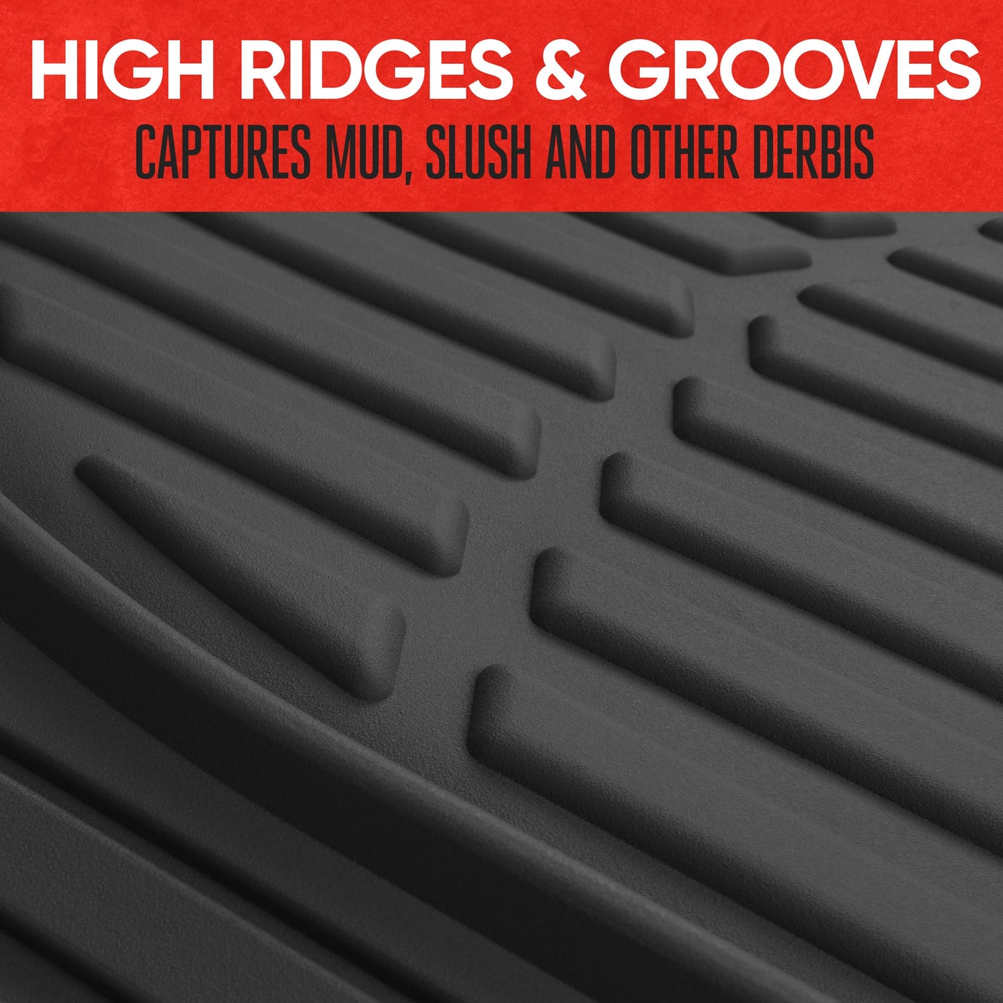 Motor Trend -2 Piece Front Car Floor Mats- Black FlexTough Contour Liners-Deep Dish Heavy Duty Rubber Floor Mats for Car SUV Truck & Van-All Weather Protection, Universal Trim to Fit