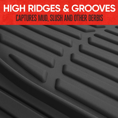 Motor Trend -2 Piece Front Car Floor Mats- Black FlexTough Contour Liners-Deep Dish Heavy Duty Rubber Floor Mats for Car SUV Truck & Van-All Weather Protection, Universal Trim to Fit