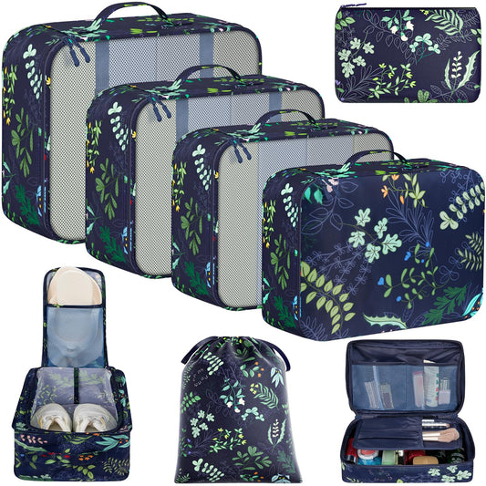 BAGAIL 8 Set Packing Cubes Luggage Packing Organizers for Travel Accessories-Cream