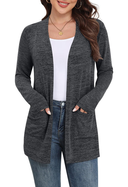 Yincro Women Lightweight Cardigan Long Sleeve Open Front with Pockets S-3XL