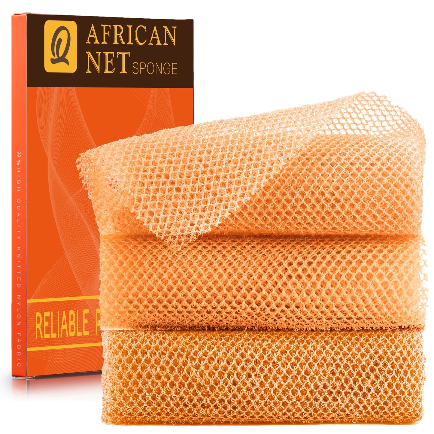 UJFQBH African Net Sponge Authenti, Exfoliating Body Scrubber for Back and Hard to Reach Areas, Gentle Daily Exfoliation for Deep Cleansing, Quick Drying Shower Essential, Aqua Grey 3 Pack