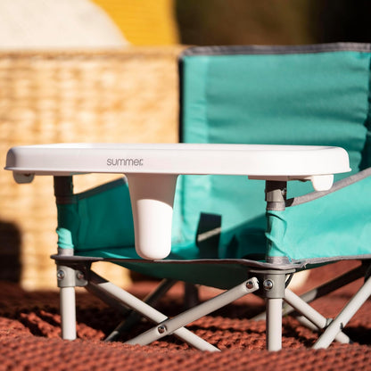 Bright Starts Pop 'N Sit Portable Booster, Indoor/Outdoor Use, Floor Seat with Feeding Tray, Teal, 6 Mos - 3 Yrs