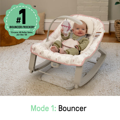 Ingenuity Keep Cozy 3-in-1 Grow with Me Vibrating Baby Bouncer, Seat & Infant to Toddler Rocker, Vibrations & -Toy Bar, 0-30 Months Up to 40 lbs (Weaver)