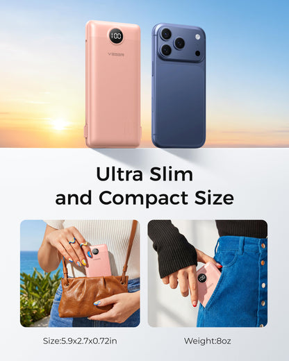 VEGER Portable Charger for iPhone, Power Bank Built in Cables and Wall Plug