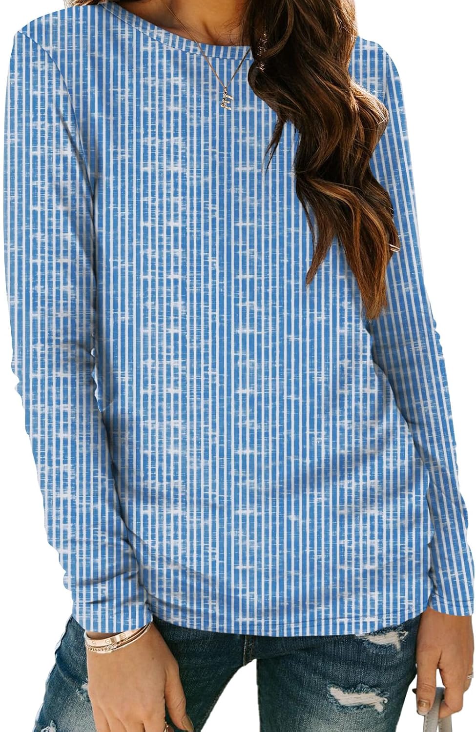 AUTOMET Women's Long Sleeve Crewneck Shirts Casual Basic Tops