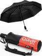 Windproof Travel Umbrella - Compact & Withstands Winds up to 100MPH, Strongest Premium Auto Folding Umbrella for Rain and Sun - Durable, Light & Portable for Women & Men, Fits Backpack & Cars