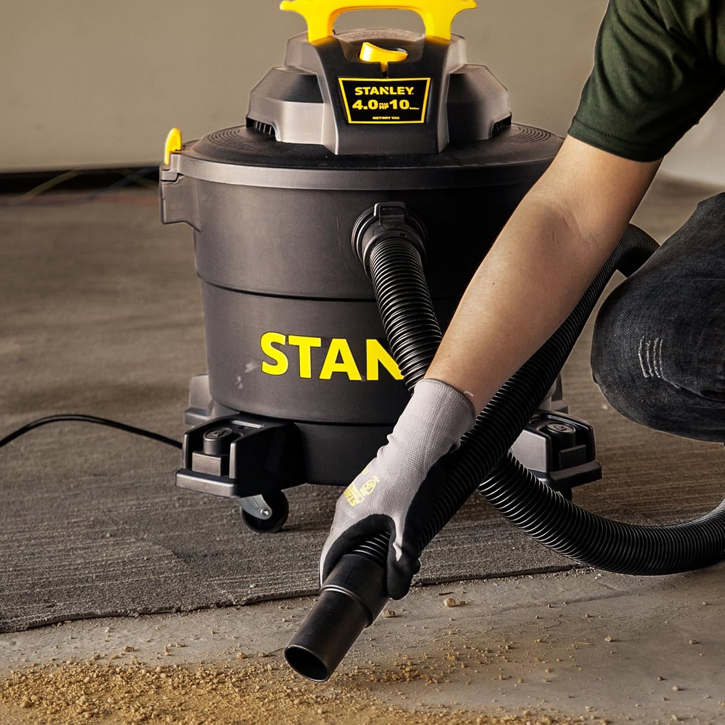 STANLEY Shop Vac SL18115P, 5 Gallon Peak 4 Horsepower Wet Dry Vacuums, Blower 3 in 1 Functions 15 Feet Cleaning Range for Garage, Carpet Clean, Shop Cleaning, Car Detailing with Attachments