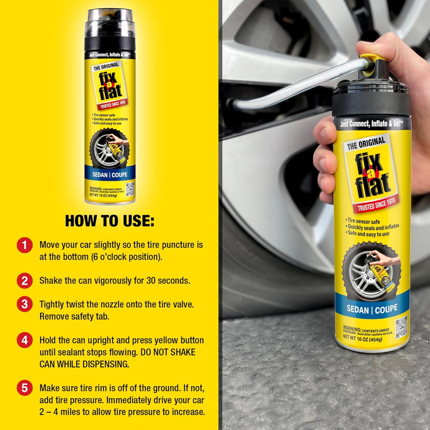 Fix-A-Flat Tire Repair, 16 oz, 2-Pack | Emergency Use | Eco-Friendly Formula | For Standard Tires | Universal Fit