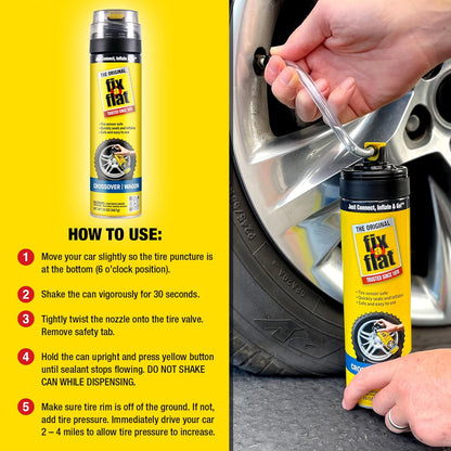 Fix-A-Flat Tire Repair, 16 oz, 2-Pack | Emergency Use | Eco-Friendly Formula | For Standard Tires | Universal Fit