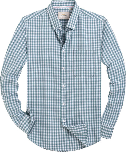 Alimens & Gentle Mens Solid Oxford Shirt Long Sleeve Dress Shirt Work Casual Button Down Shirts with Pocket