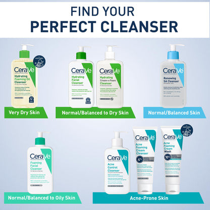 CeraVe Renewing Salicylic Acid Cleanser, BHA Exfoliating Face Wash, 16oz