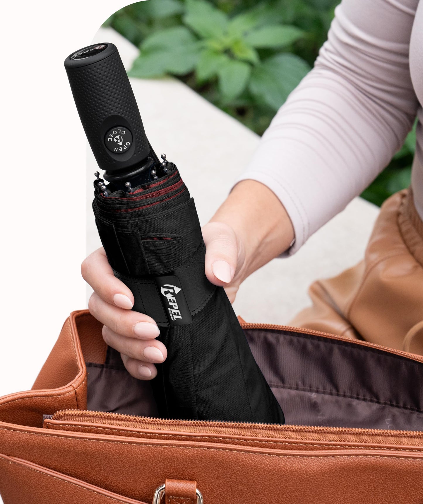 Windproof Travel Umbrella - Compact & Withstands Winds up to 100MPH, Strongest Premium Auto Folding Umbrella for Rain and Sun - Durable, Light & Portable for Women & Men, Fits Backpack & Cars