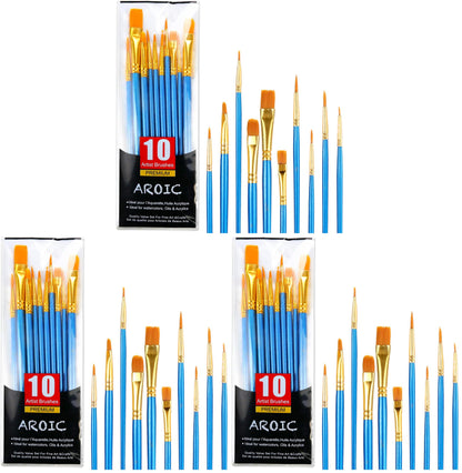 AROIC 10 Pcs Paint Brushes, Acrylic Oil Watercolor Painting Brush Set
