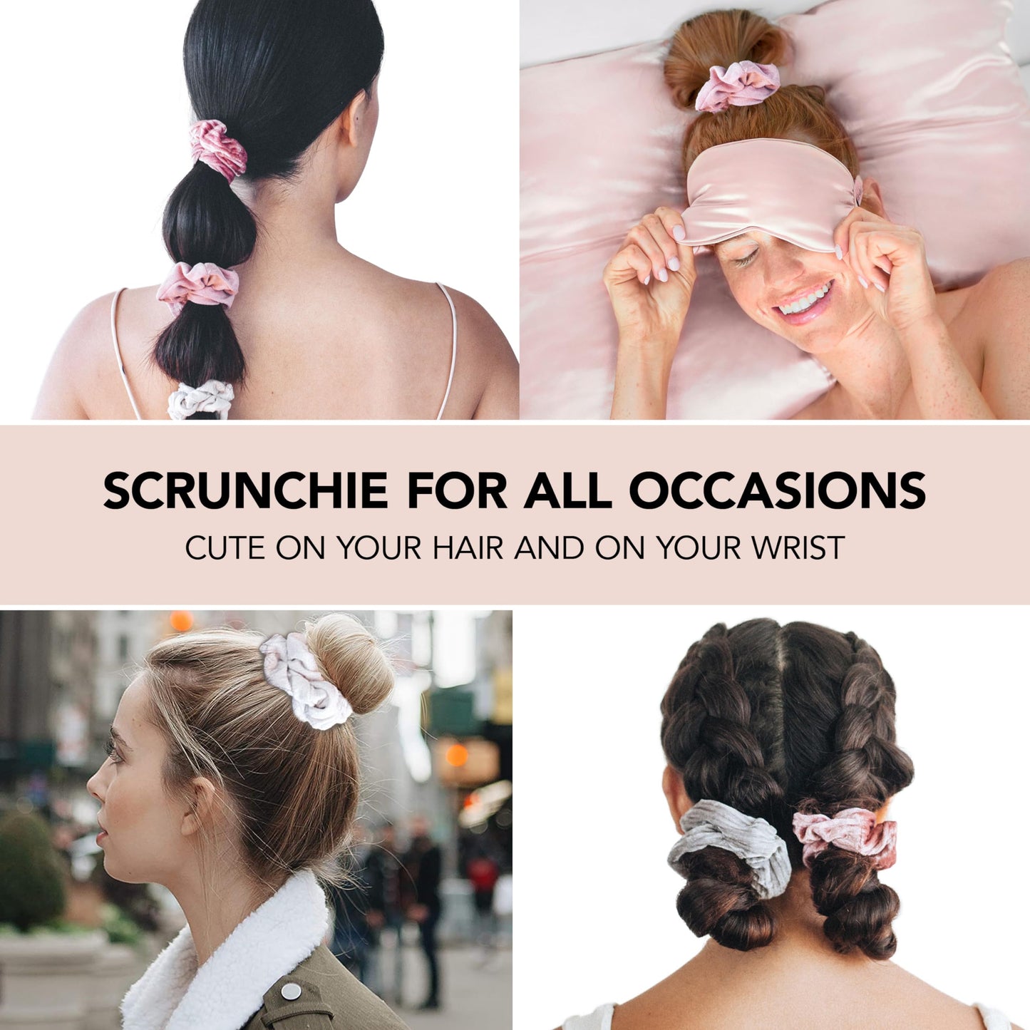 Kitsch Ultra-Petite Satin Scrunchies for Women - Eucalyptus, 6pcs