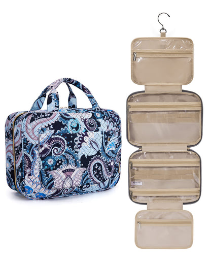 BAGSMART Large Toiletry Bag Travel Bag with Hanging Hook, Water-resistant Makeup Cosmetic Bag Travel Organizer for Accessories, Shampoo, Full Sized Container, Toiletries