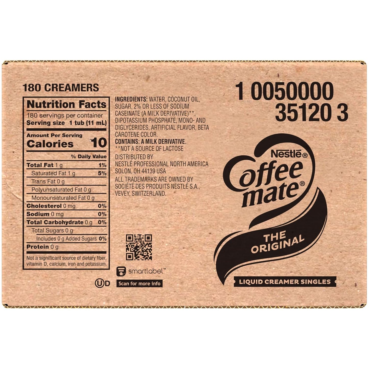 Nestle Coffee mate Original Non-Dairy Creamer Singles, 0.375 oz, 180-Pack