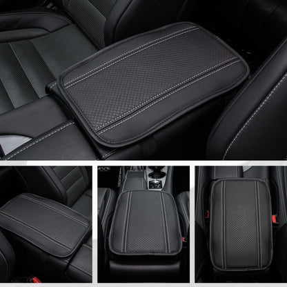 Amiss Car Center Console Cover, Upgraded Leather Car Armrest Cushion with 2 Storage Pockets, Universal Waterproof Cushion Pad, Non-Slip Car Interior Accessories, Fits Most Sedans SUVs Trucks (Black)