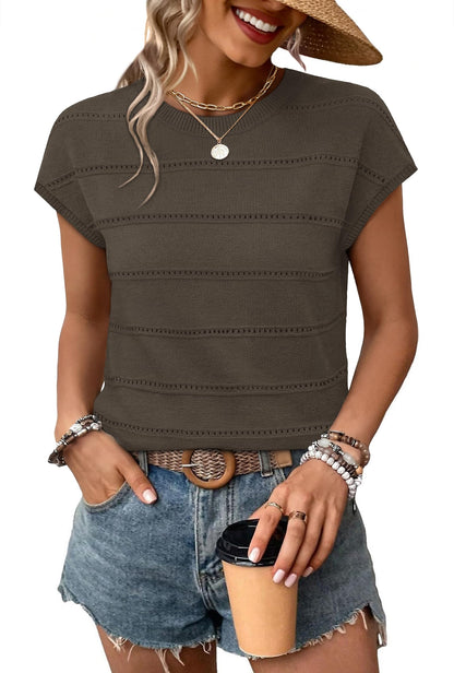 WIHOLL Womens Lightweight Sweater Spring Summer Fall Outfits Cap Sleeve Hollow Out Knit Fashion Clothing 2026