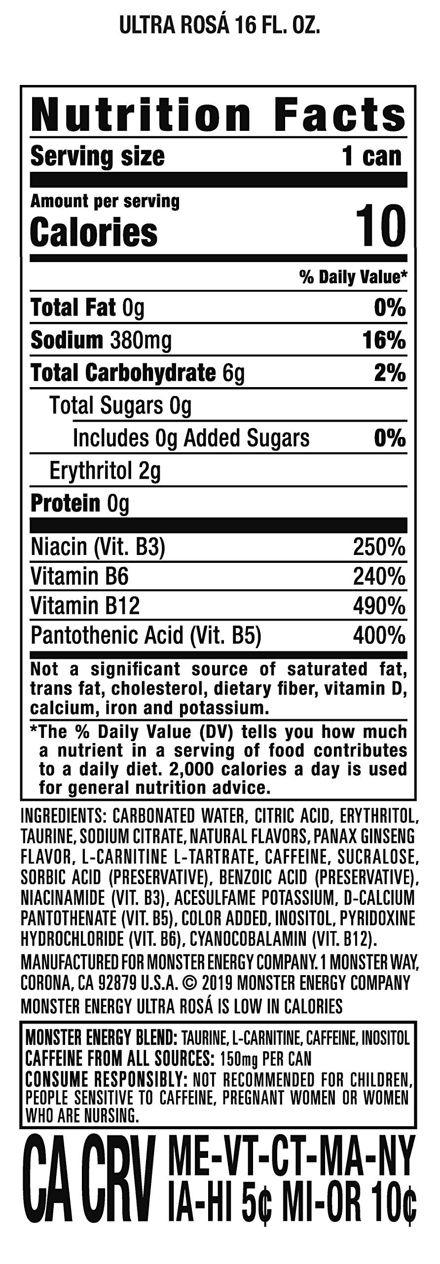 Monster Energy Zero Ultra, Sugar Free Energy Drink, 16 Ounce
