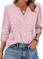 WIHOLL 3/4 Length Sleeve Womens Tops with Button Cuffs Dressy Casual V Neck Summer Outfits Early Fall Fashion Spring Clothes