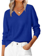 ANRABESS Women’s Fall Long Sleeve V Neck Lightweight Sweaters Top