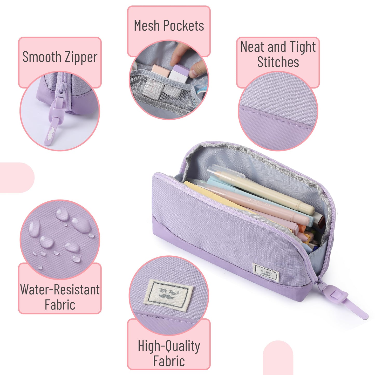 Mr. Pen- Wide-Opening Pencil Case, Triangle Design