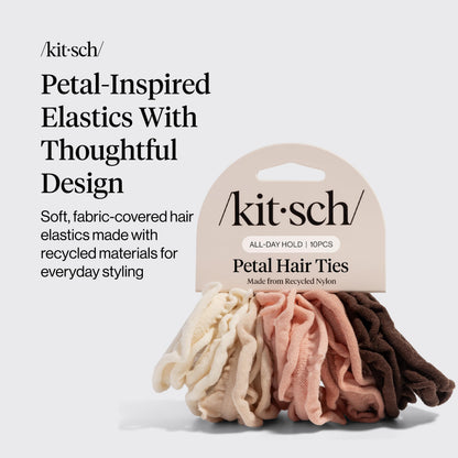 Kitsch Elastic Hair Ties No Damage | Stretchable Hair Bands - Neutral 12pcs