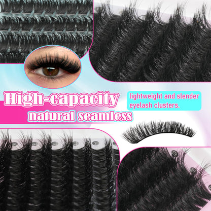 Lash Clusters Wispy 100D Eyelash Clusters 10-18mm Fluff Cluster Eyelash Extensions D Curl No Plastic Feel Individual Lashes Extension 204 Pcs Versatile False Eyelashes Clusters