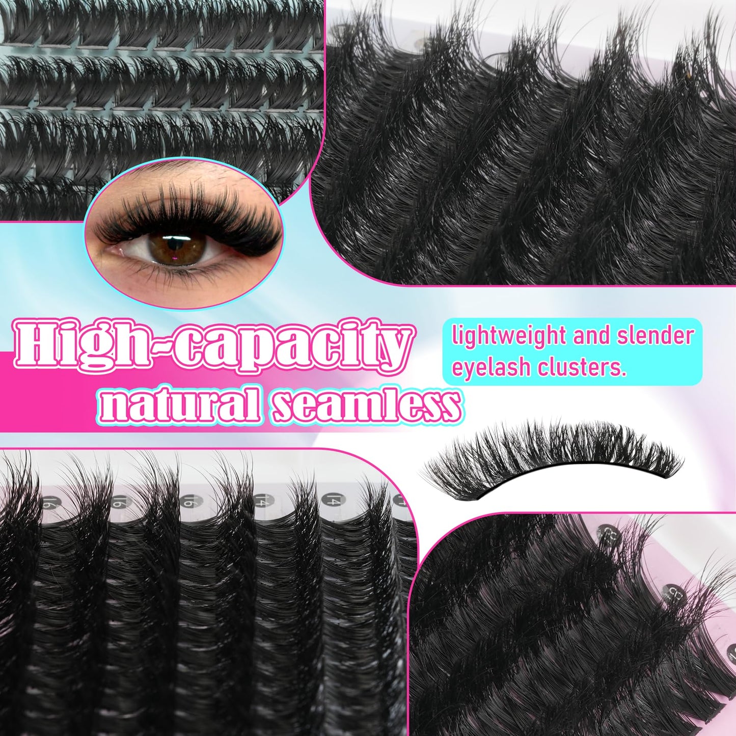 Lash Clusters Wispy 100D Eyelash Clusters 10-18mm Fluff Cluster Eyelash Extensions D Curl No Plastic Feel Individual Lashes Extension 204 Pcs Versatile False Eyelashes Clusters