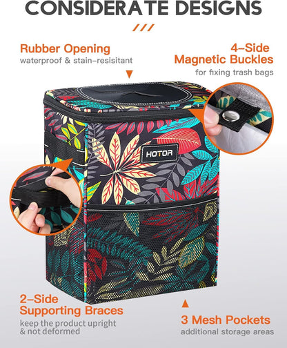 HOTOR Car Trash Can, Leakproof Car Organizer, 2-Gallon, Black