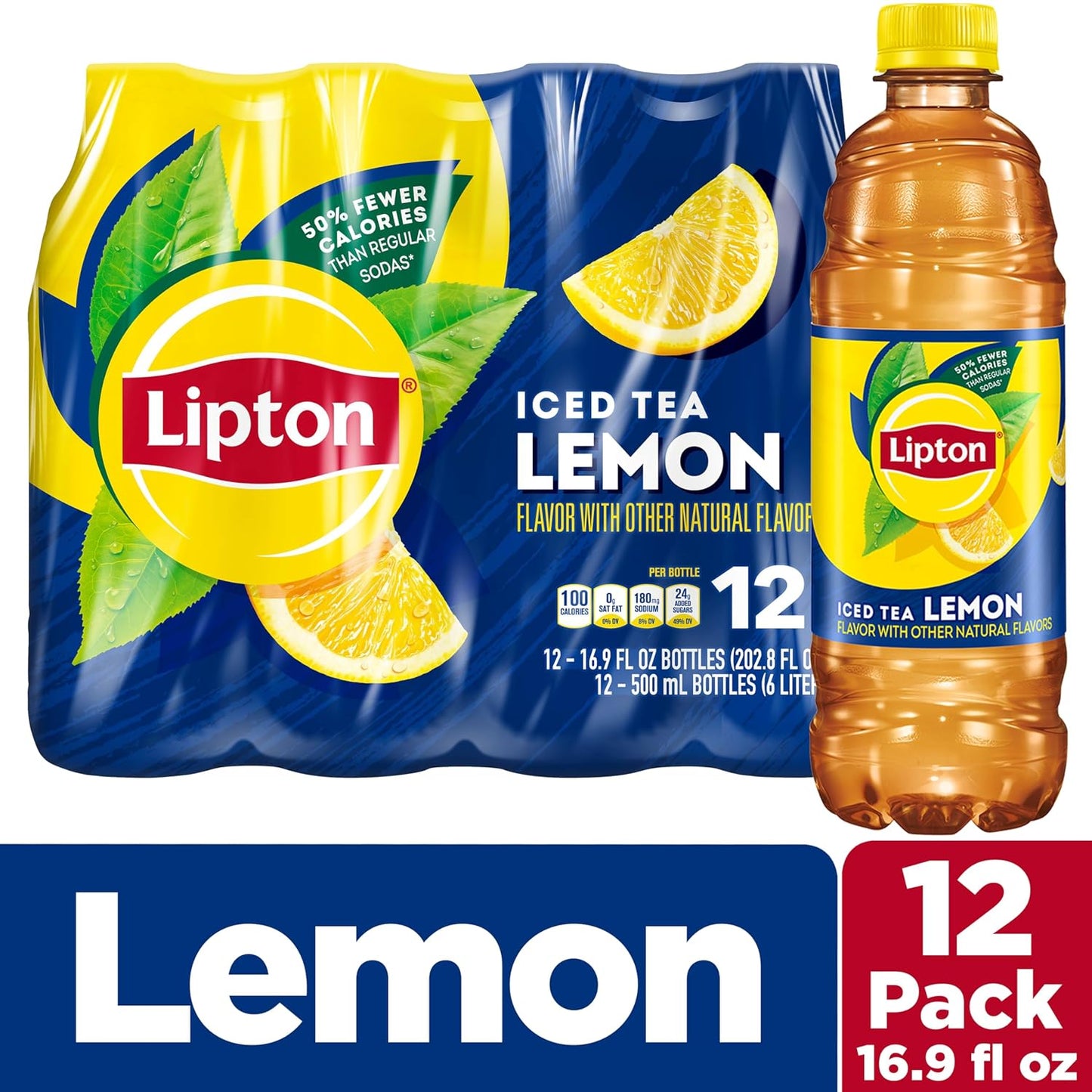 Lipton Iced Tea Lemon, 16.9 Fl Oz Bottles (Pack of 12)
